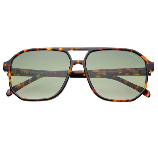 Billie Aviator Sunglasses: Tortoise / Green