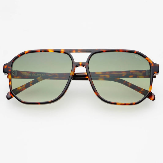 Billie Mens Aviator Sunglasses: Tortoise / Green