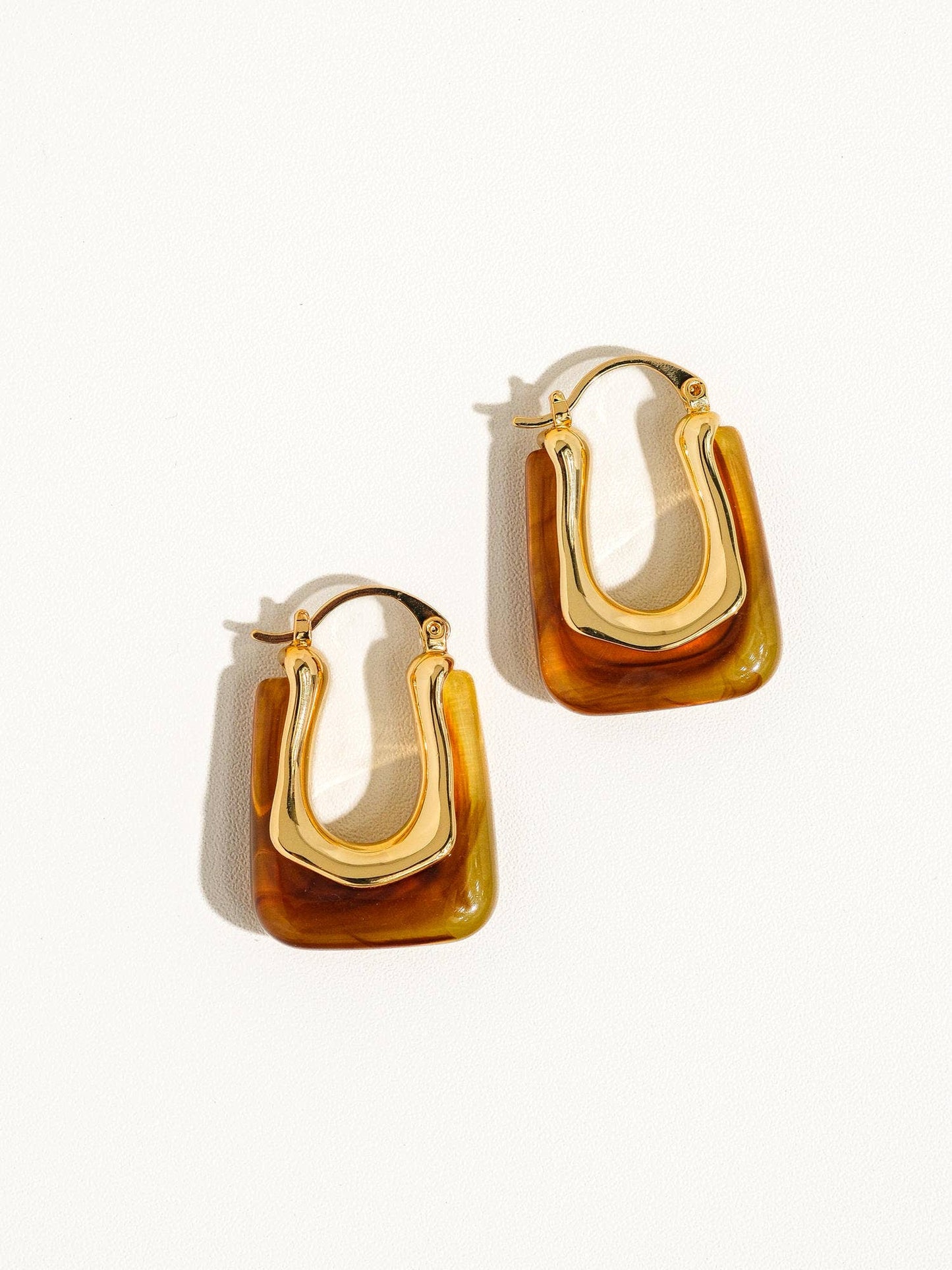 Talia Gold U-Shaped Boho Hoop Earring: Red