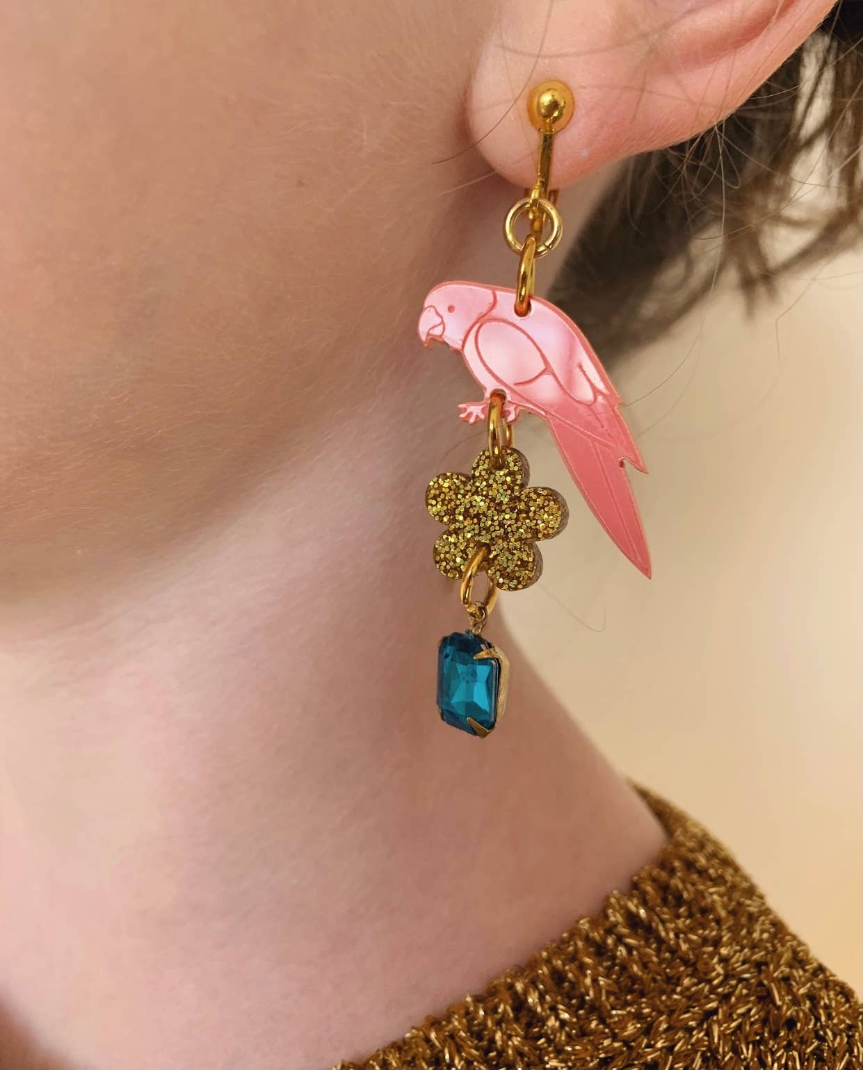 "Birds Of A Feather" Clip On Earrings