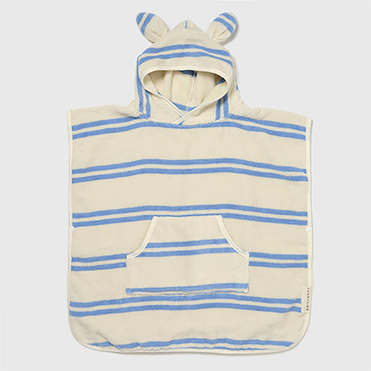 Kids Hooded Towel Sid the Seagull Blue Stripe