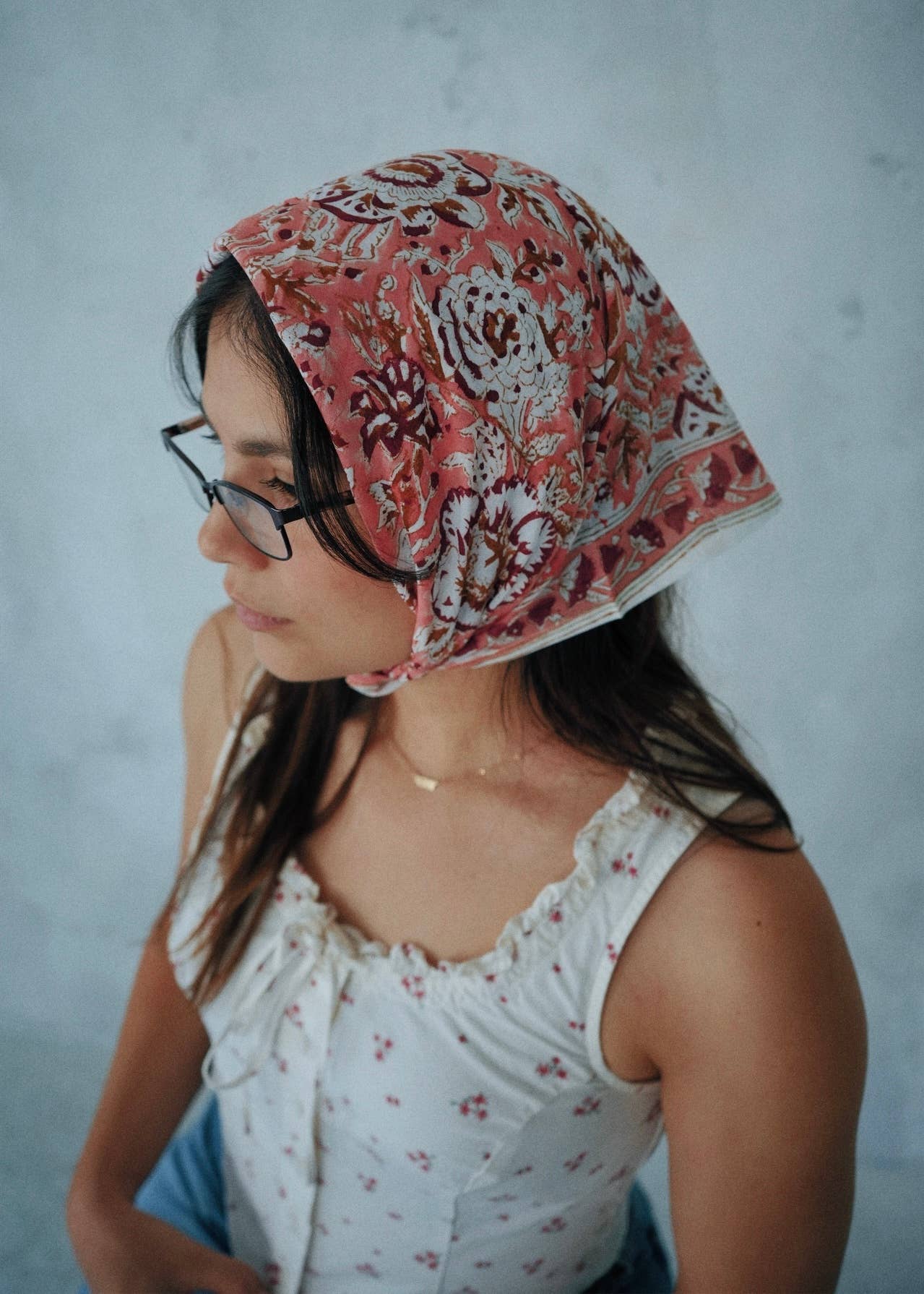 Fire Lillies - Block Printed Cotton Bandana