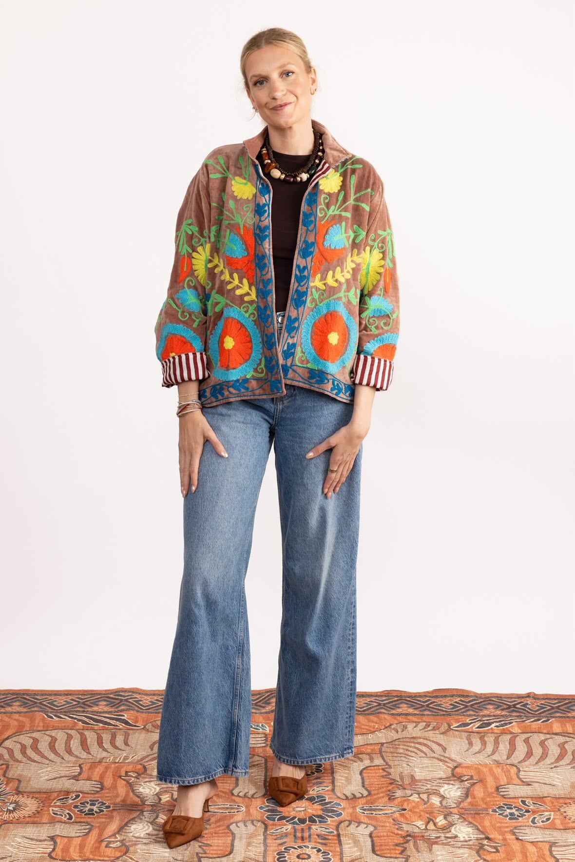 PRE-ORDER Tela Hand Embroidered Jacket- Ellie