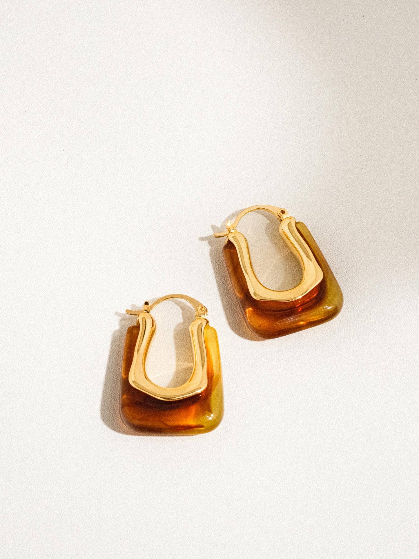 Talia Gold U-Shaped Boho Hoop Earring: Red