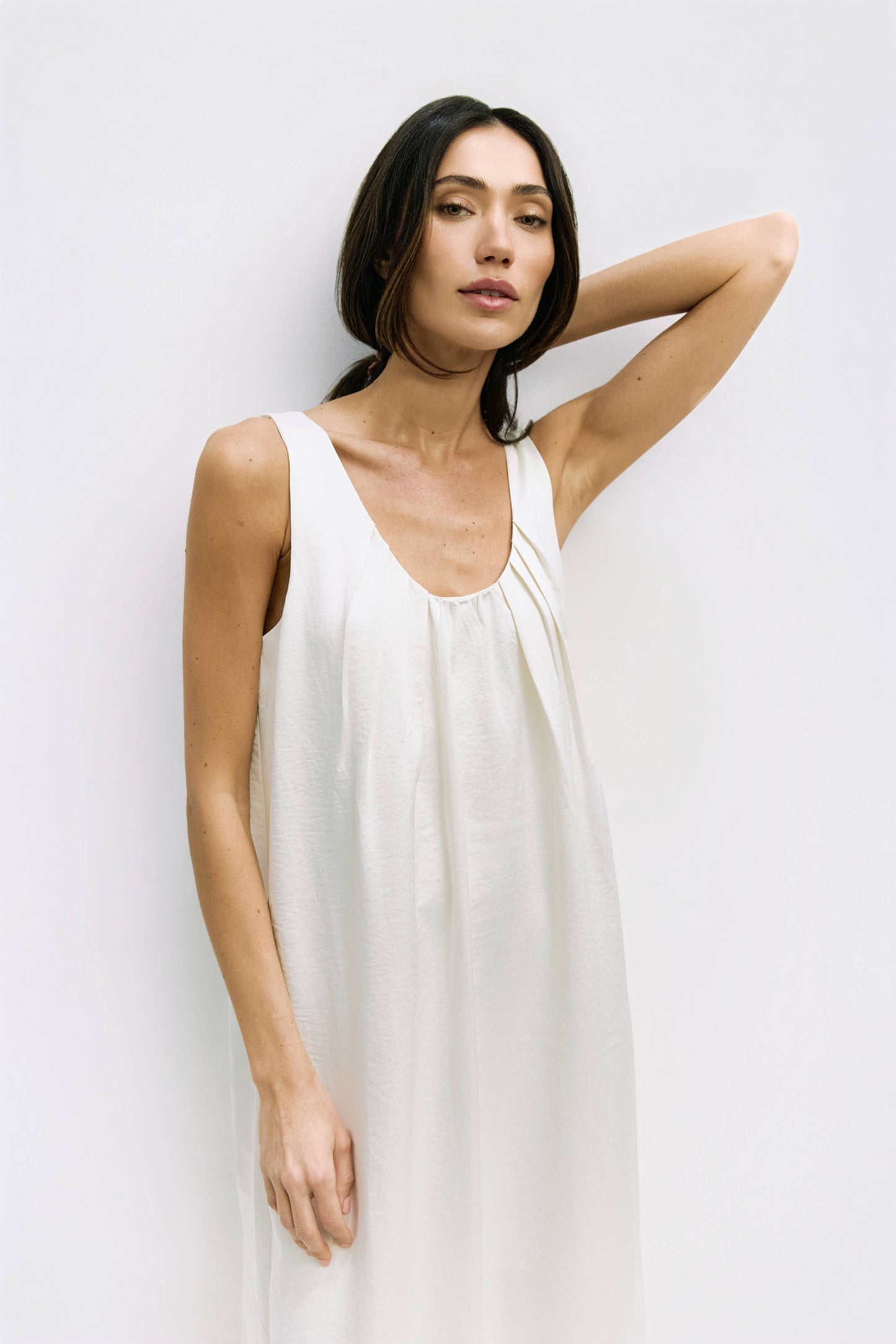 The Serenity Dress | Satin Babydoll Midi Dress: CREAM / LARGE