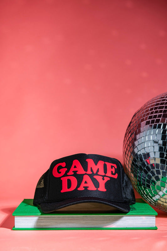 Game Day Trucker: Black Hat / Red Print