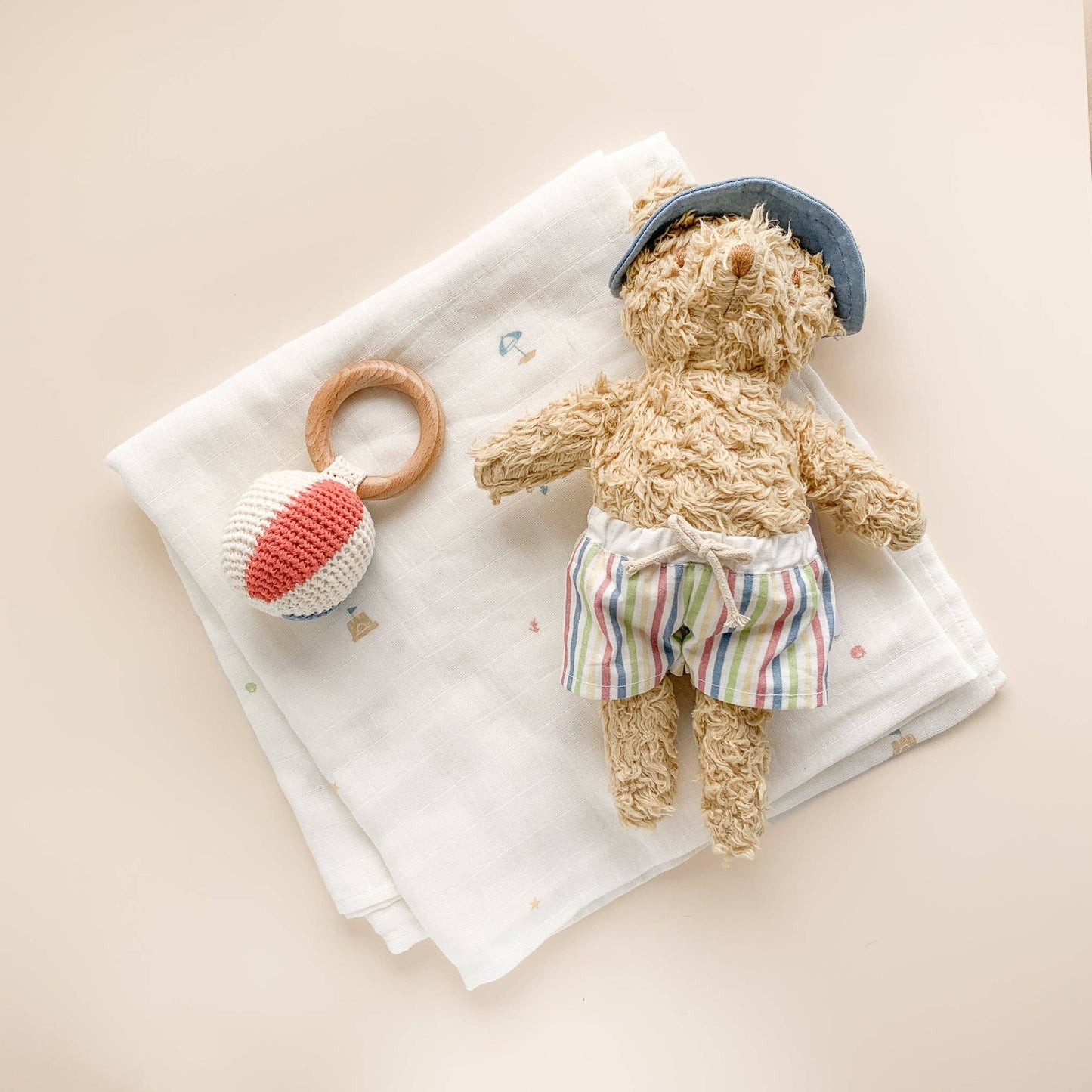 Plush Bear Beach Toy Ocean Coastal Summer Baby Kid Organic: Blue