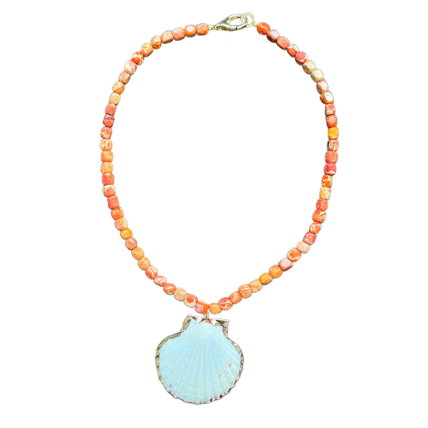 The Sanibel Shell Necklace: Blue Sea Jasper