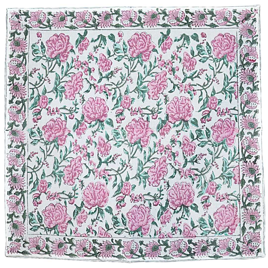 Garden Tea Party - Hand Block Printed Cotton Bandana