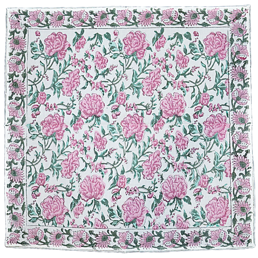 Garden Tea Party - Hand Block Printed Cotton Bandana