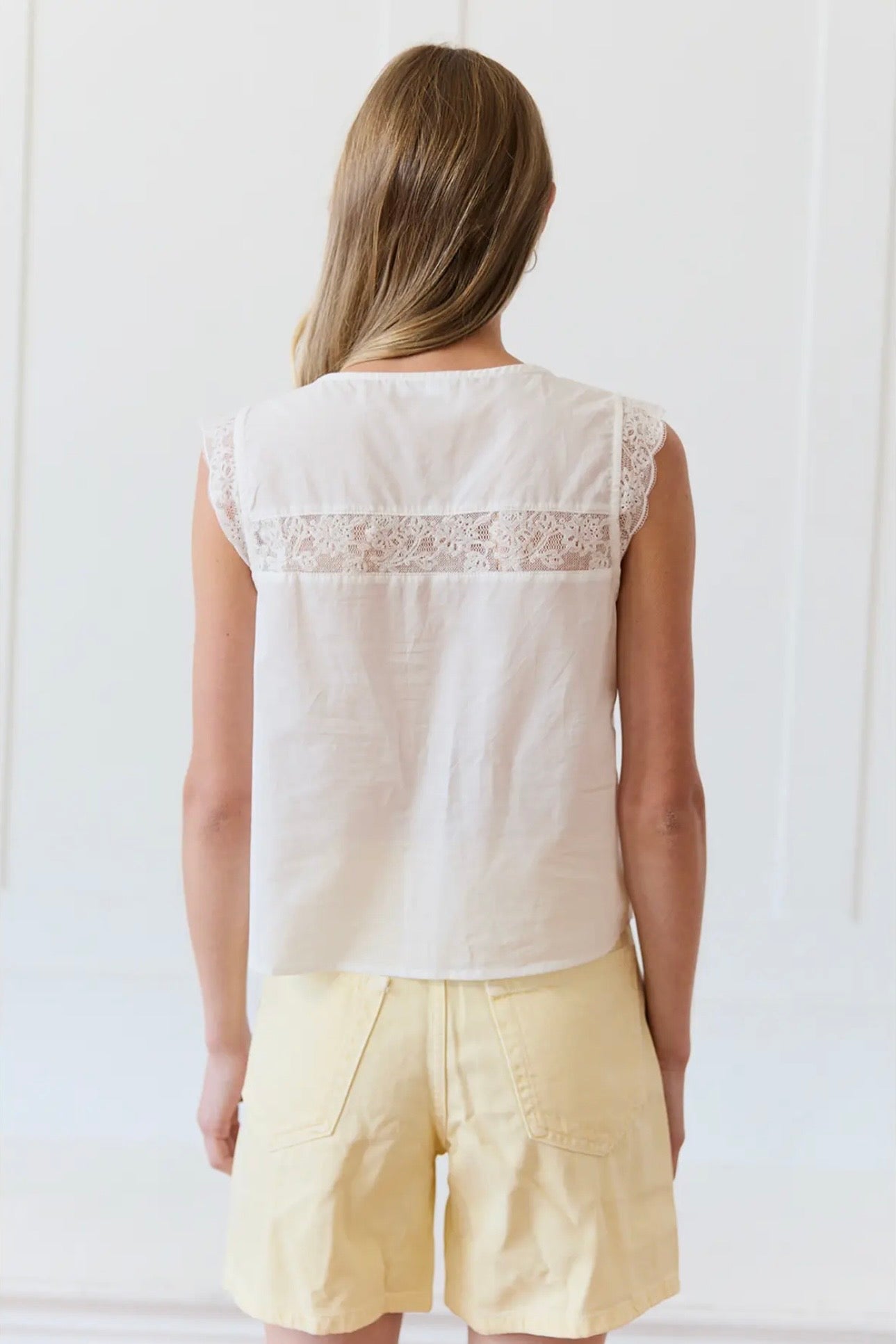 Embroidered Tie top - white