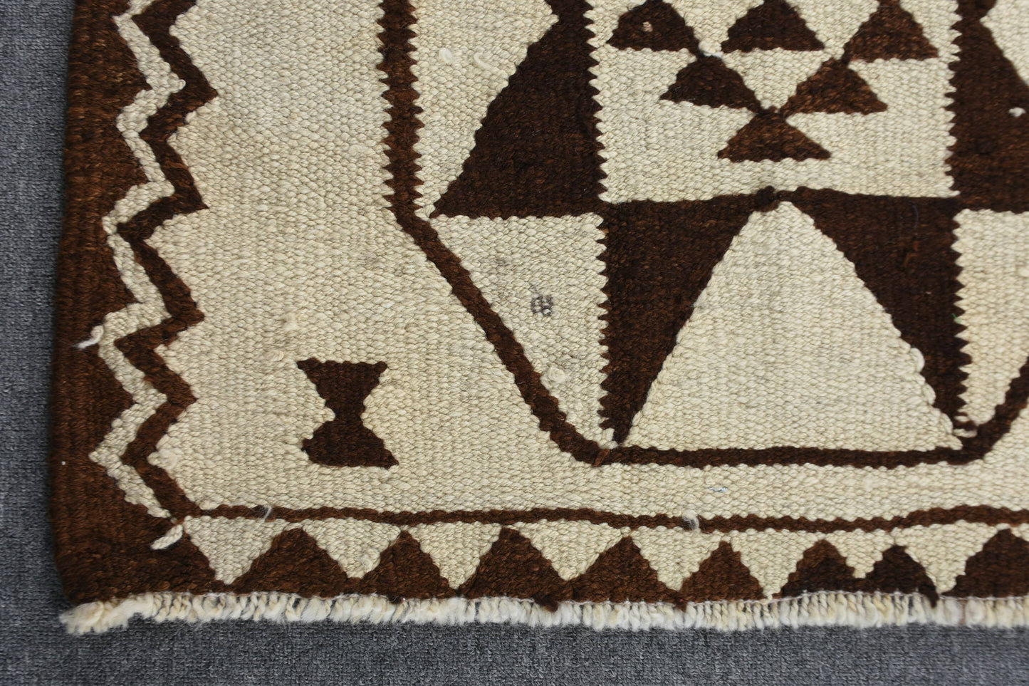 Beige & Brown Geometric Rug, 2.9x11.5 Ft Woven Traditional Rug