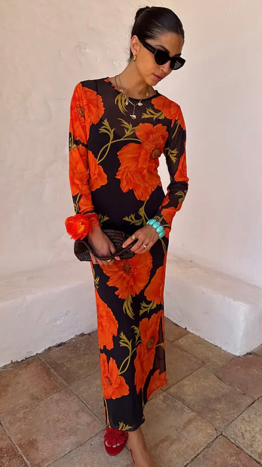 NFD Black Poppy Aria Mesh Dress