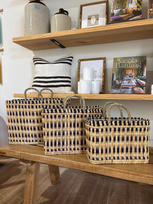 Reed Natural Straw Tote Basket: 3 sizes