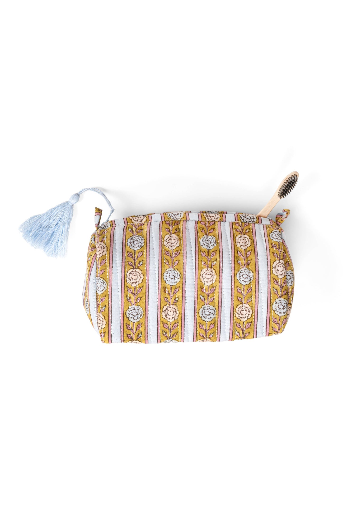 Vintage Floral Stripes Makeup Bag - Green: 3 sizes