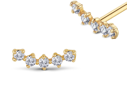 5 CZ Ear Climber -stud-Earring
