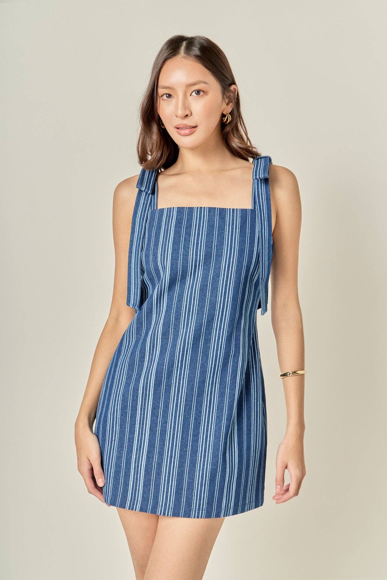 Denim Stripe Mini Dress: S