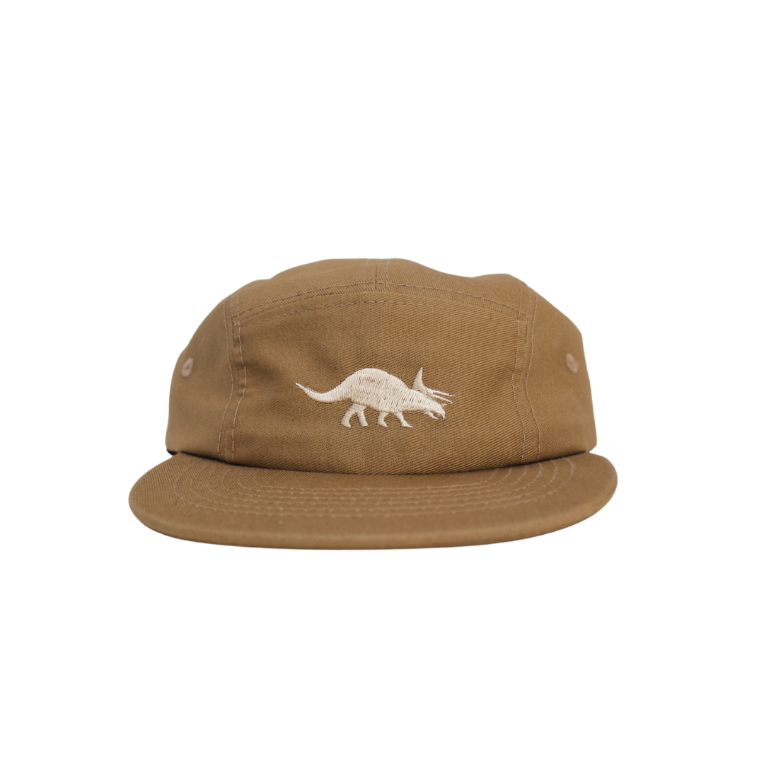 Triceratops Cotton Five-Panel Hat in Khaki: Size 3