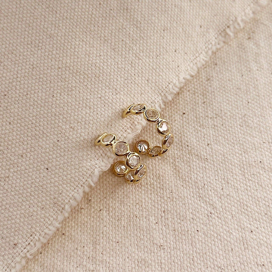 Bezel CZ C- Hoop Earrings: 16mm