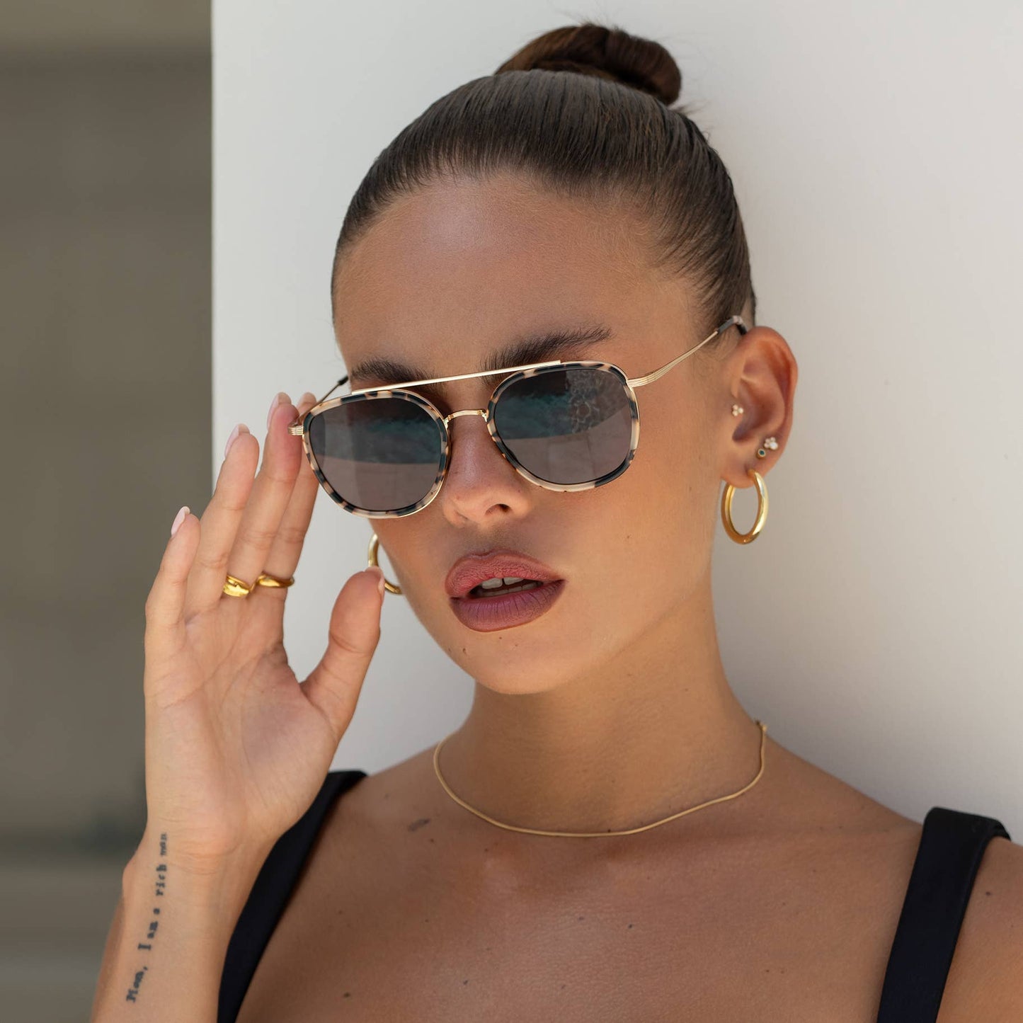 Weston Acetate Round Sunglasses: Milky Tortoise / Brown