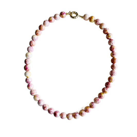Gumball Gemstone Necklace: Cherry Blossom Agate