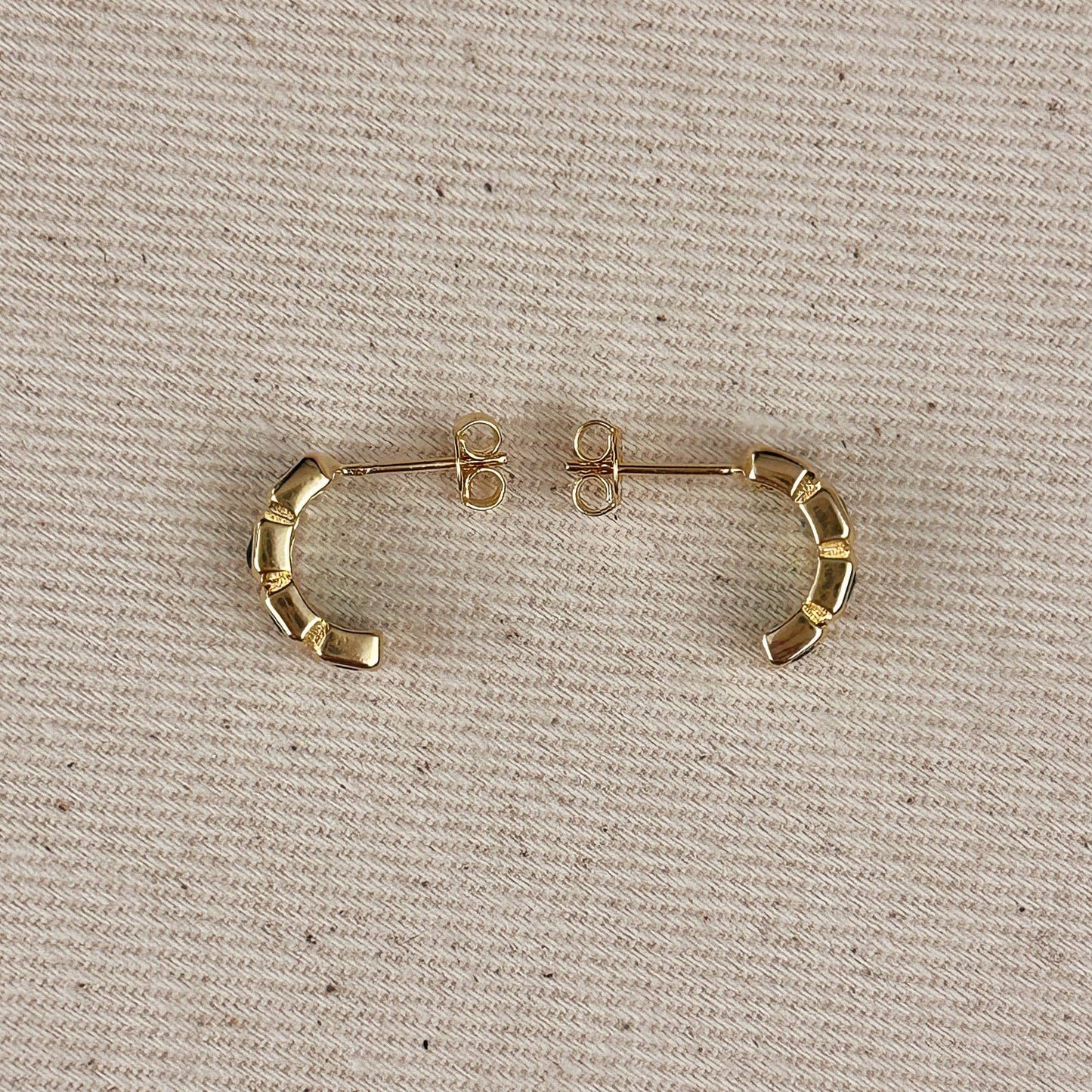 18k Gold Filled Chunky CZ Curve Earrings: Clear