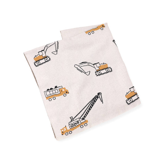 Organic Cotton Jacquard Sweater Knit Baby Blankets: Trucks