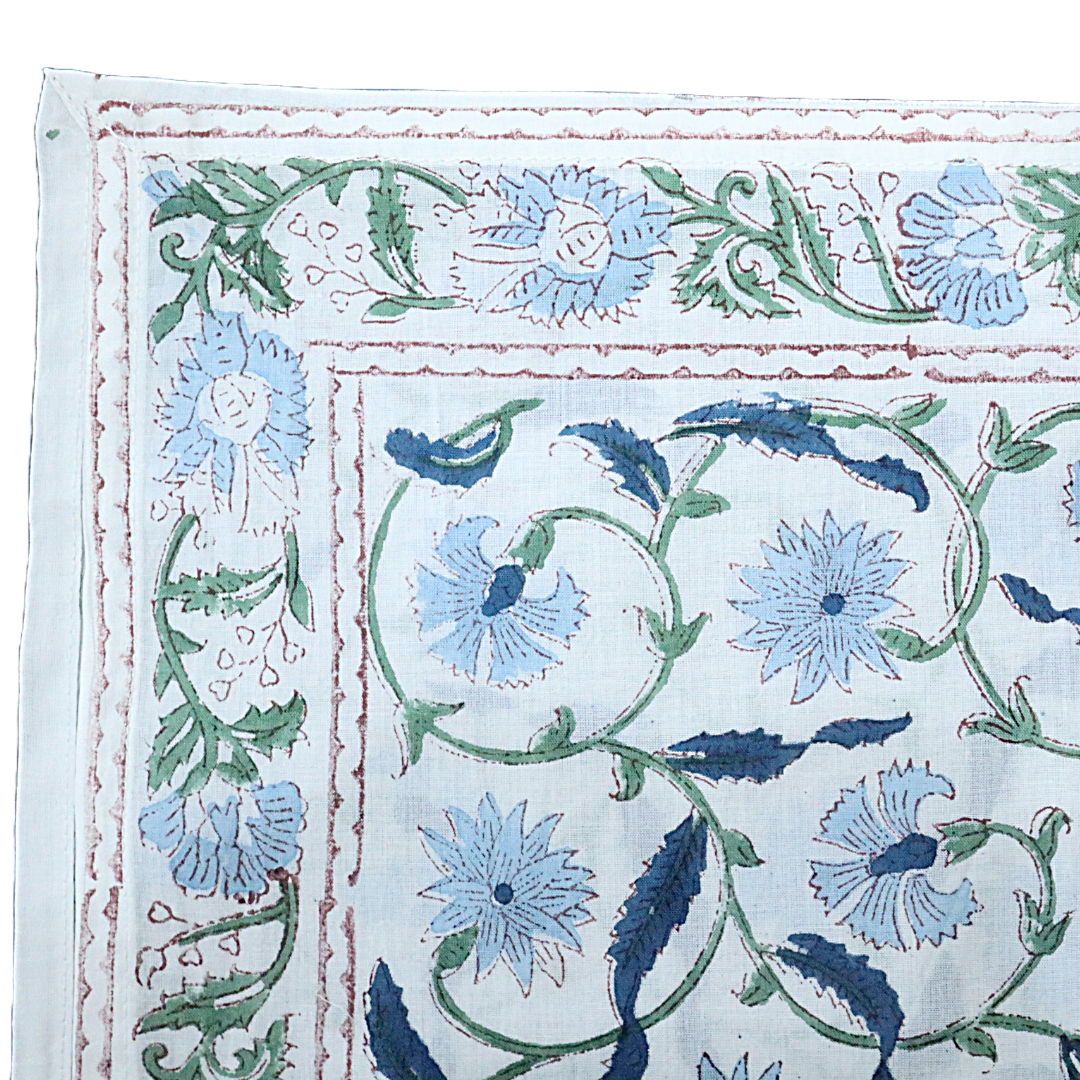 Blue Bell - Hand Block Print Cotton Bandana