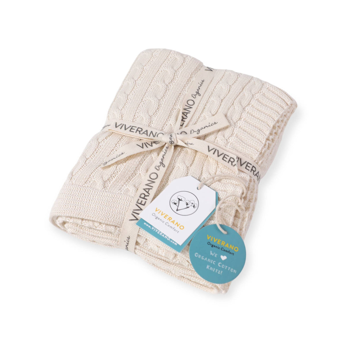 Cable knit Sweater Baby Blanket (Organic Cotton): Natural