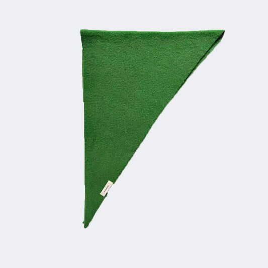 Wool Knitted Triangle Scarf: Kelly Green