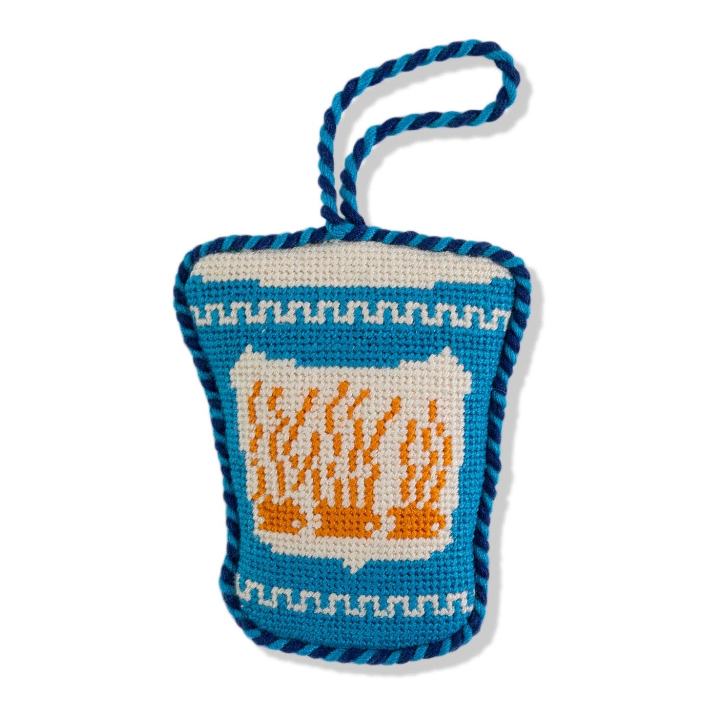 Needlepoint Icon Ornament - Coffee Cup