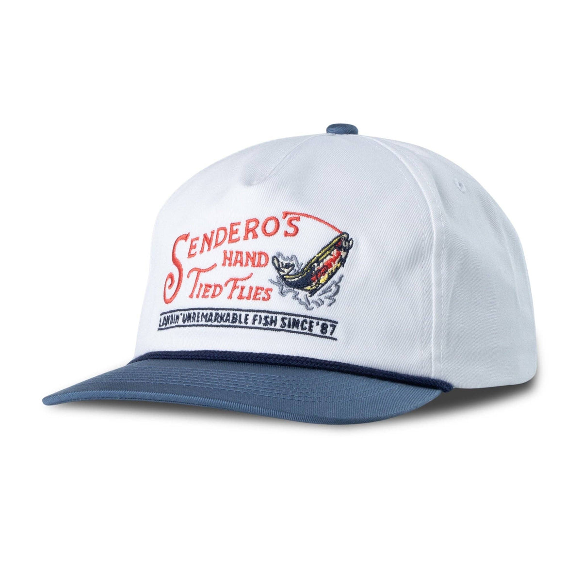 Hand Tied Flies Hat - White/Navy