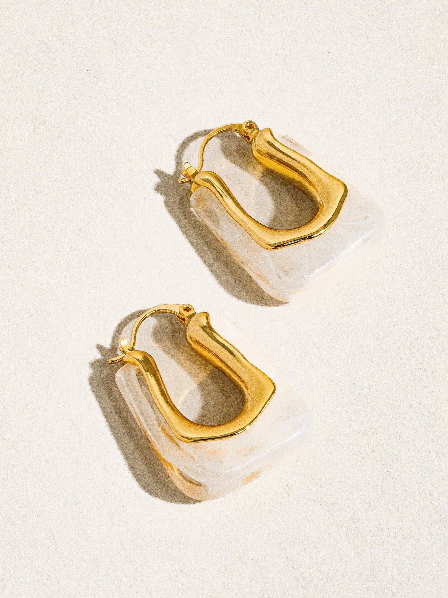 Talia U-Shaped Boho Hoop Earring: White