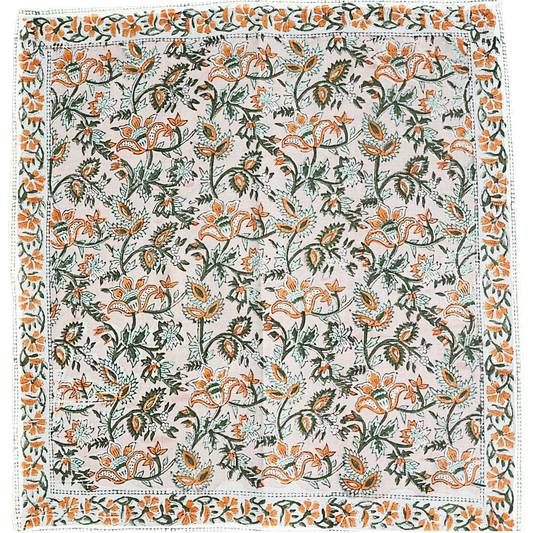 Pink Meadow Breeze - Block Printed Cotton Bandana