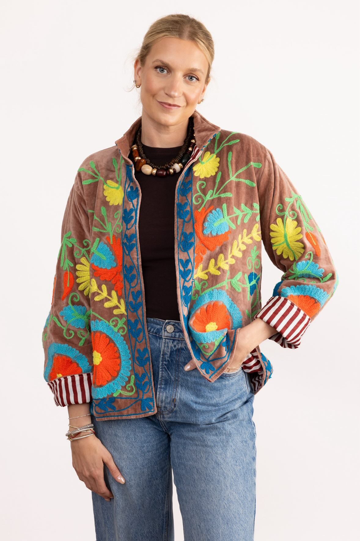 PRE-ORDER Tela Hand Embroidered Jacket- Ellie