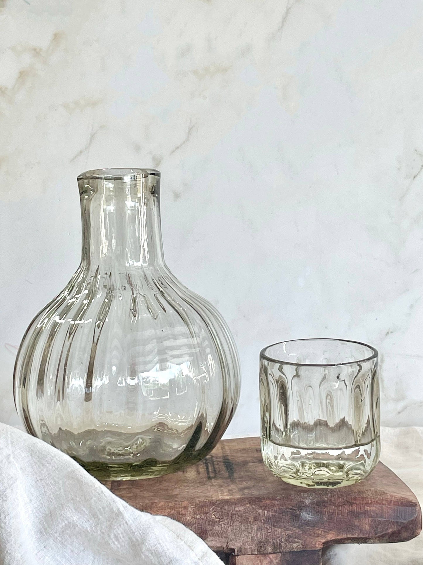 Handblown Fluted Carafe Set