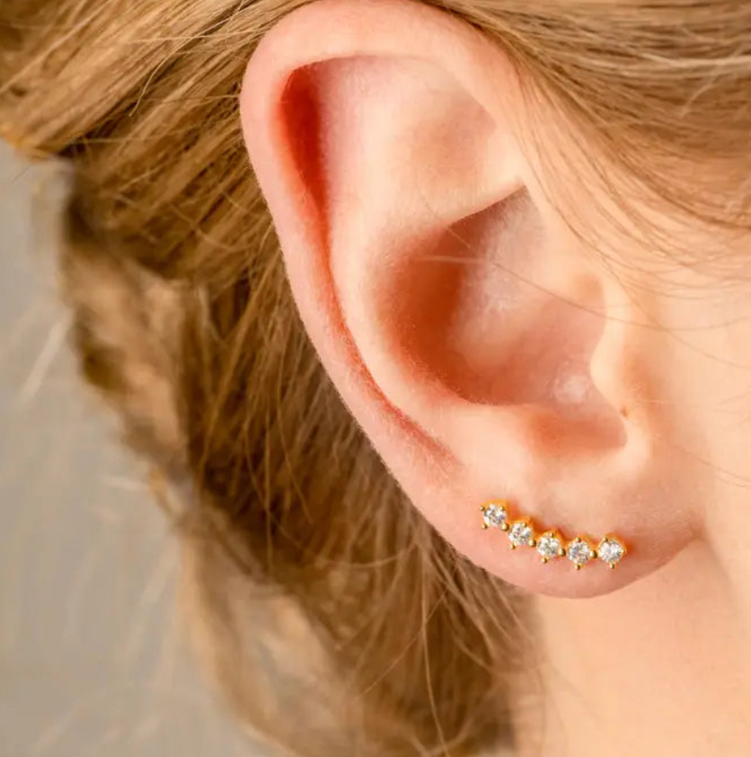 5 CZ Ear Climber -stud-Earring