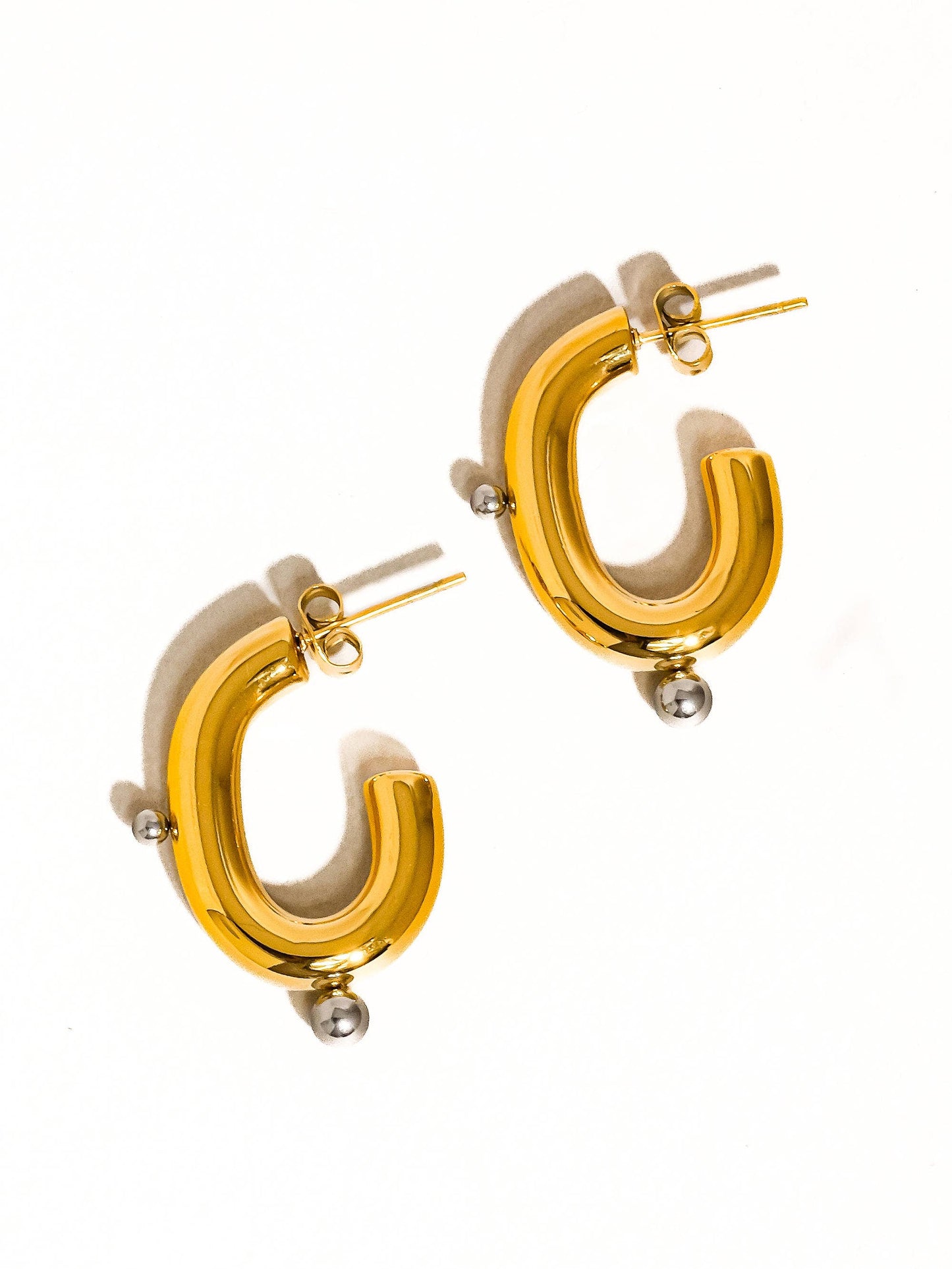 Alsace Two Toned C Hoop Earring