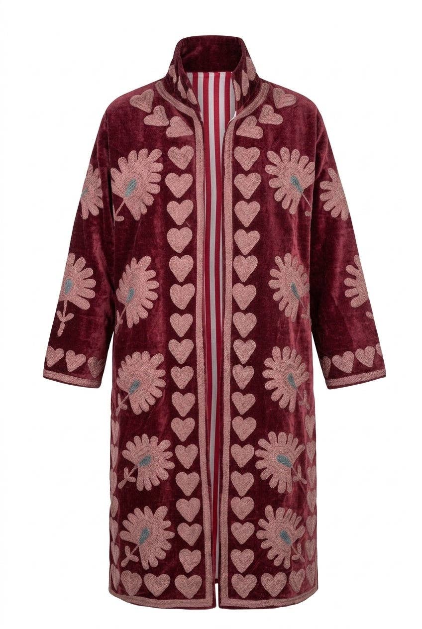 The Rose Bloom — Chainstitch Velvet Duster