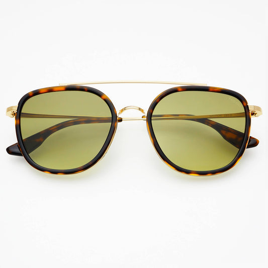 Weston Acetate Round Sunglasses: Tortoise / Fade Green