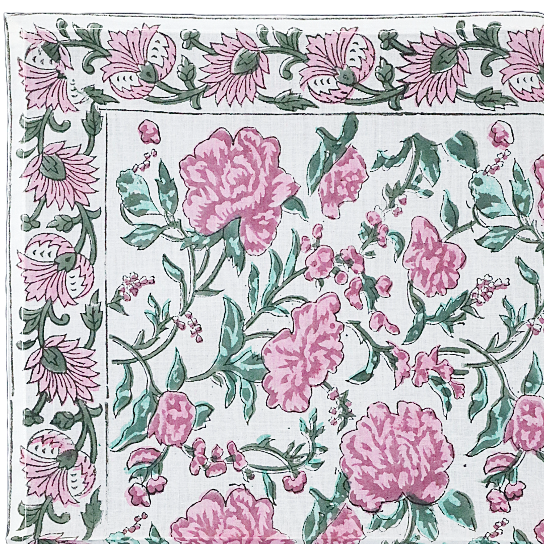 Garden Tea Party - Hand Block Printed Cotton Bandana