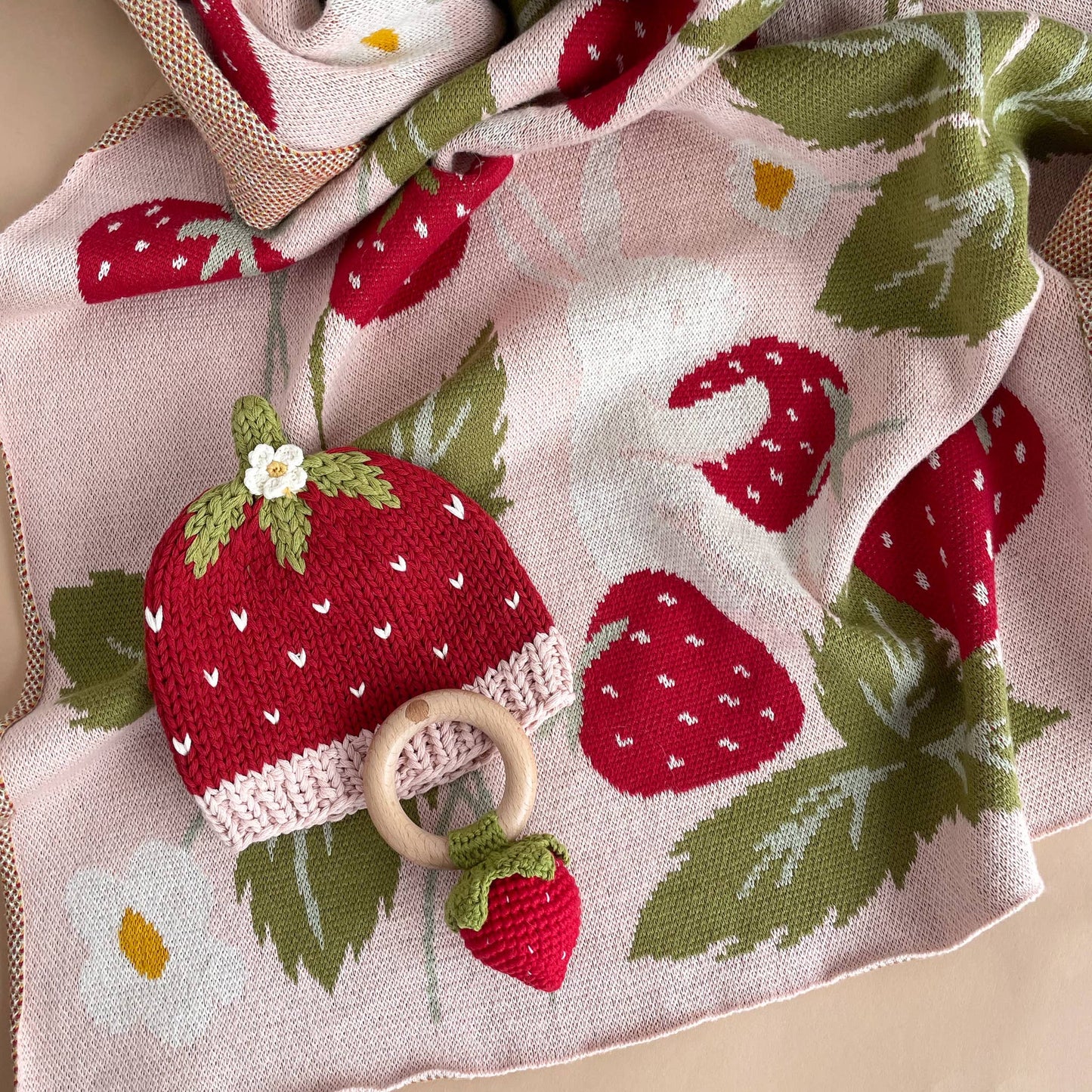 Blanket Strawberry Bunny Organic Baby Decor Summer Gift