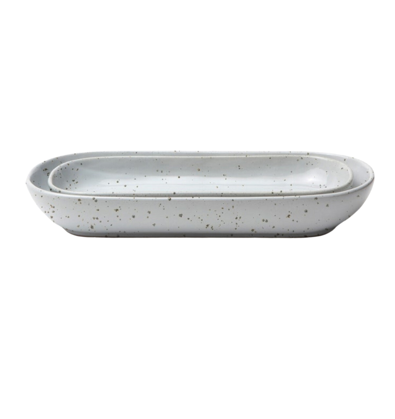 Marcus White Salt Glaze Oblong Serving Trays (Set of 2)