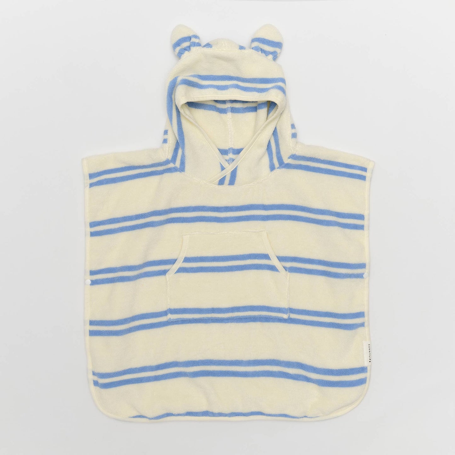 Kids Hooded Towel - Sammy the Seagull Blue Stripe
