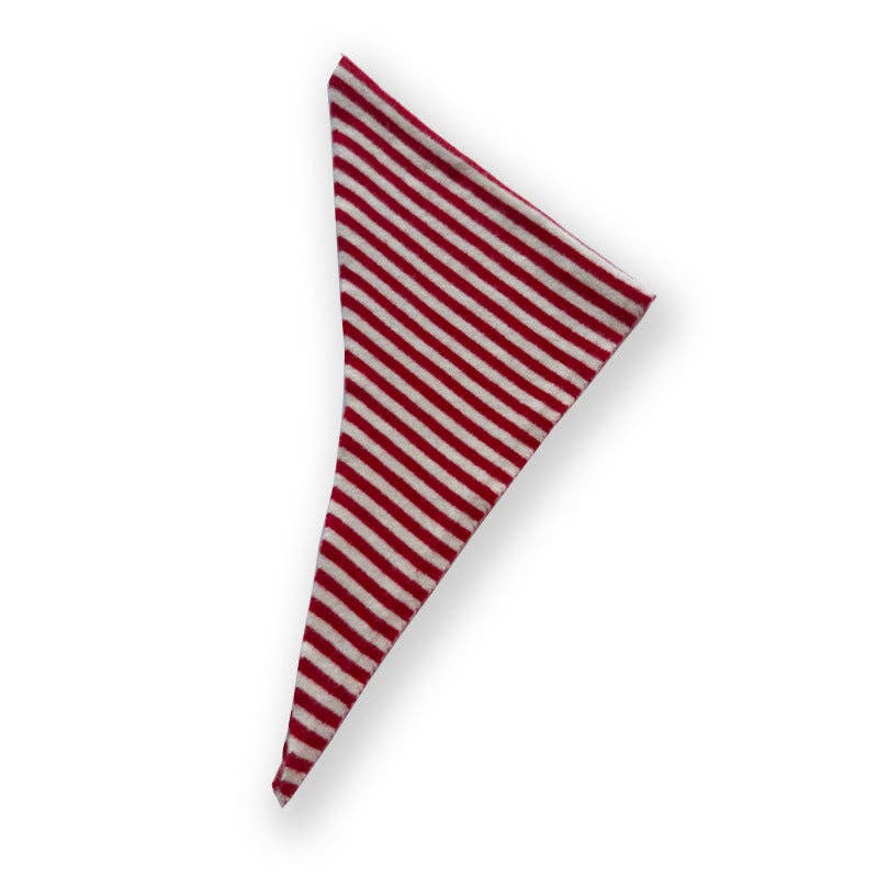 Striped Wool Triangle Scarf - Red and White