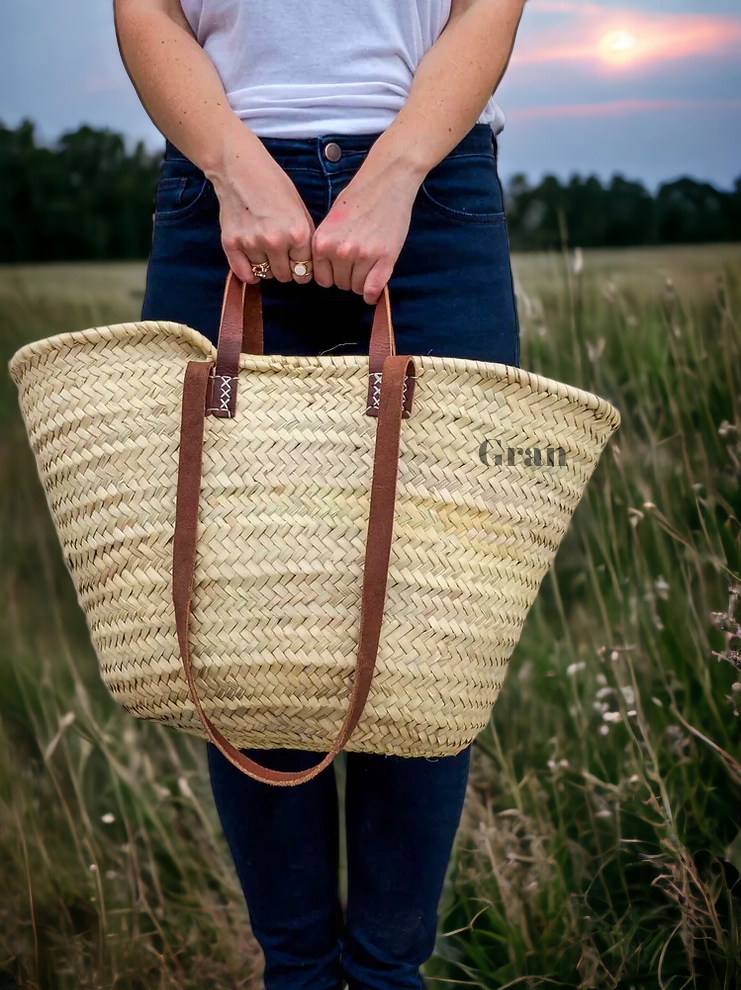 French Market Basket Tote: Brown
