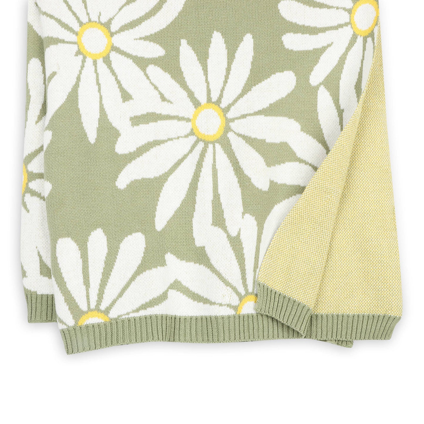 Organic Jacquard Knit Baby Blankets: Sage Green Wildflower