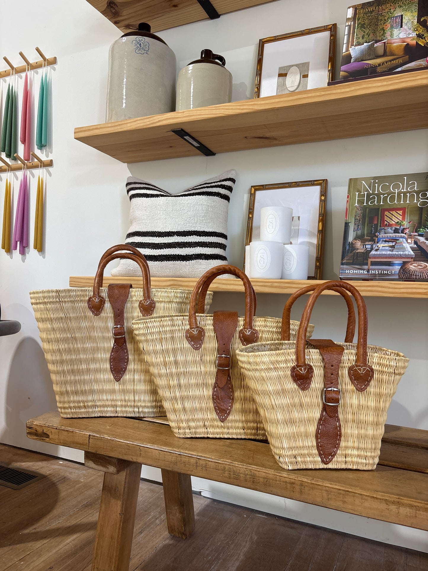 Hand woven Moroccan basket bags: 3 sizes
