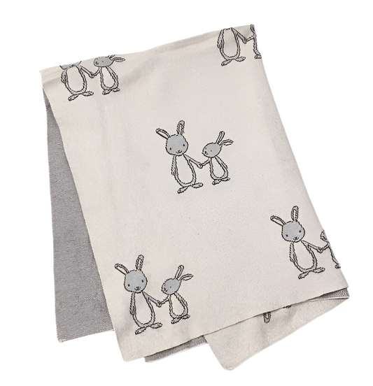 Organic Cotton Jacquard Sweater Knit Baby Blanket - Bunny Mommy & Me