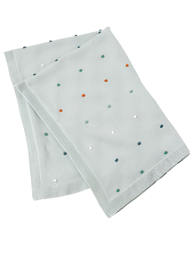 Organic Cotton Jacquard Sweater Knit Baby Blanket - Mint Bubbles